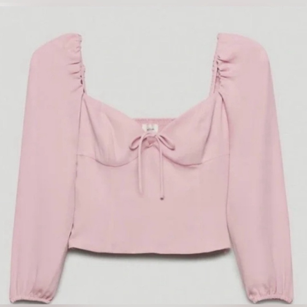 Aritzia Wilfred Pink Novella Blouse